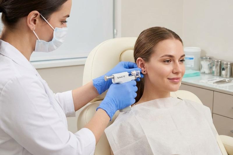 Прокол мочек ушей при помощи «Система 75» в Ярославле